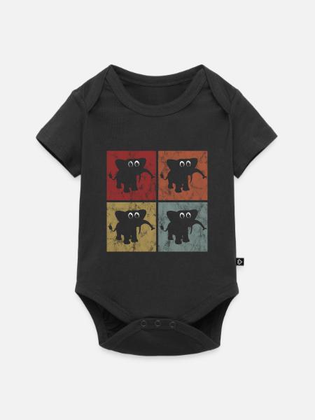 Elefanten Elefant für Kinder - Baby Premium Kurzarmbody - Schwarz