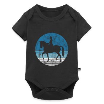 Dressage Cavalier de dressage Cheval d’équitation - Body à manches courtes Premium Bébé - noir - Devant