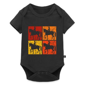 Dressage Cavalier de dressage Cheval d’équitation - Body à manches courtes Premium Bébé - noir - Devant
