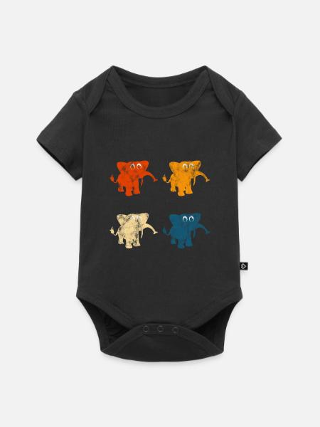 Elefanten Elefant für Kinder - Baby Premium Kurzarmbody - Schwarz