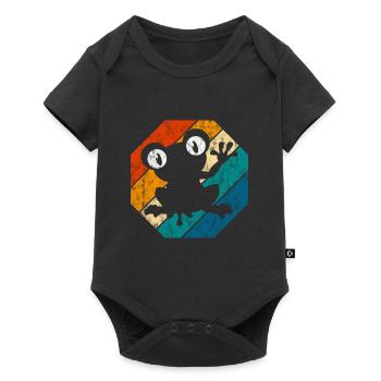 Frosch Frösche Geschenk für Kinder Lustig Witzig - Baby Premium Kurzarmbody - Schwarz - Vorne