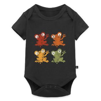 Frosch Frösche Geschenk für Kinder Lustig Witzig - Baby Premium Kurzarmbody - Schwarz - Vorne
