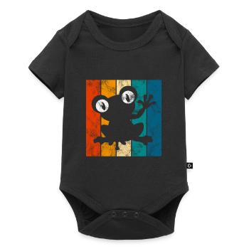 Frosch Frösche Geschenk für Kinder Lustig Witzig - Baby Premium Kurzarmbody - Schwarz - Vorne