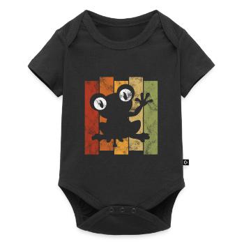 Frosch Frösche Geschenk für Kinder Lustig Witzig - Baby Premium Kurzarmbody - Schwarz - Vorne