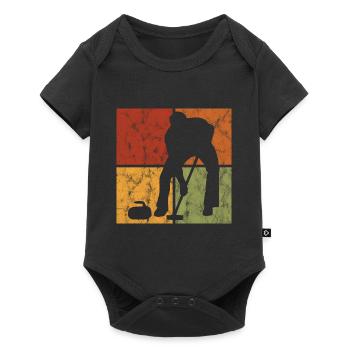 Ice Curling Curler Curling Retro Gift - Baby Premium short-sleeve bodysuit - black - Front