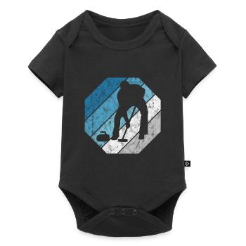 Eis Curling Curler Eisstockschießen Retro Geschenk - Baby Premium Kurzarmbody - Schwarz - Vorne