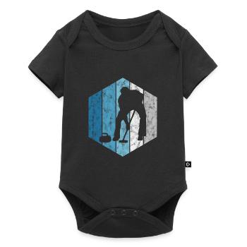 Eis Curling Curler Eisstockschießen Retro Geschenk - Baby Premium Kurzarmbody - Schwarz - Vorne