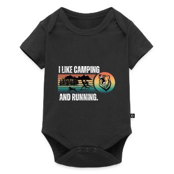 J’aime le camping et la course à pied - Body à manches courtes Premium Bébé - noir - Devant