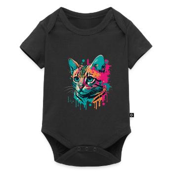 Chat cool - Body à manches courtes Premium Bébé - noir - Devant