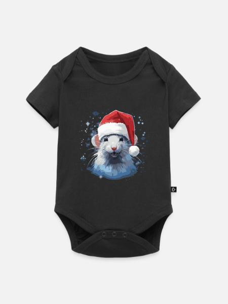 Coole Weihnachtsratte - Baby Premium Kurzarmbody - Schwarz