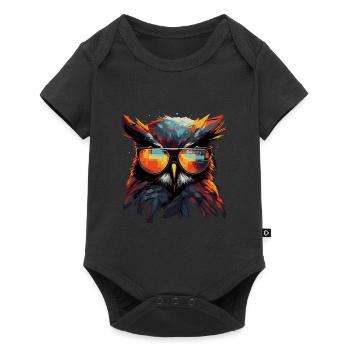 Lustige Eule mit Brille - Baby Premium Kurzarmbody - Schwarz - Vorne