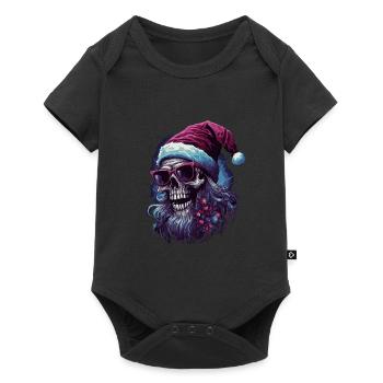 Crâne avec chapeau de Père Noël - Body à manches courtes Premium Bébé - noir - Devant