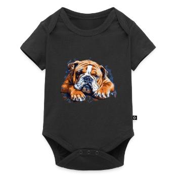 English bulldog is tired - Baby Premium short-sleeve bodysuit - black - Front