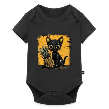 Ananas et chat - Body à manches courtes Premium Bébé - noir - Devant