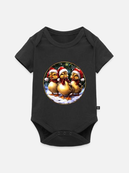 Entchen Weihnachtsmann - Baby Premium Kurzarmbody - Schwarz