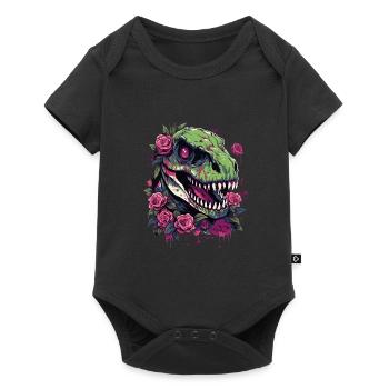 T-Rex Dino et fleurs - Body à manches courtes Premium Bébé - noir - Devant
