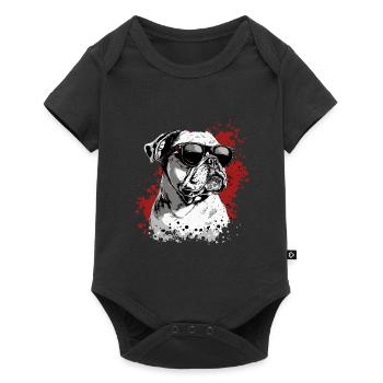 Bouledogue anglais cool avec lunettes de soleil - Body à manches courtes Premium Bébé - noir - Devant