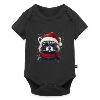 raton laveur de Noël - Body à manches courtes Premium Bébé - noir - Devant