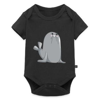 Doux phoque - Body à manches courtes Premium Bébé - noir - Devant