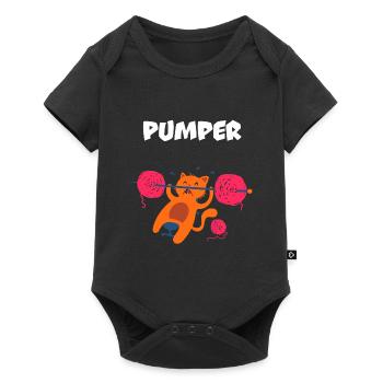 Pumper Katze - Baby Premium Kurzarmbody - Schwarz - Vorne