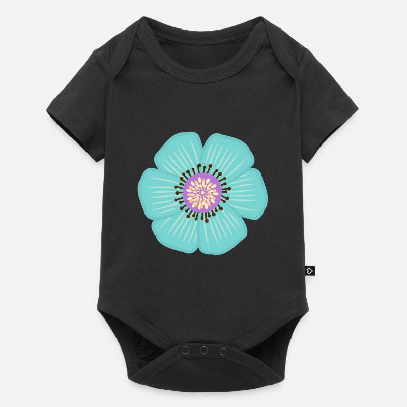 Hellblaue Blume türkis Jungle Blumen - Baby Premium Kurzarmbody - Schwarz
