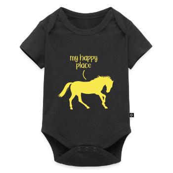Riding My Happy Place Cavaliers de courses équestres - Body à manches courtes Premium Bébé - noir - Devant