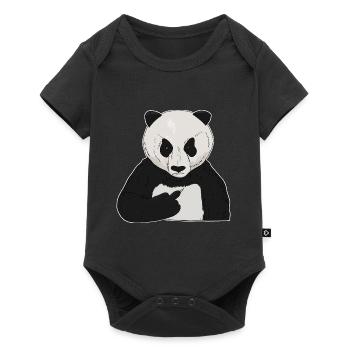Ours panda grincheux avec un majeur - Body à manches courtes Premium Bébé - noir - Devant