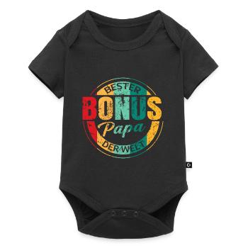 Stiefpapa Bonus Papa Vatertag Stiefvater Männertag - Baby Premium Kurzarmbody - Schwarz - Vorne