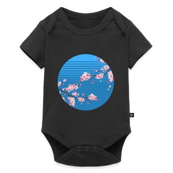 Cherry Blossom Japanese Tree Sakura Retro - Baby Premium short-sleeve bodysuit - black - Front