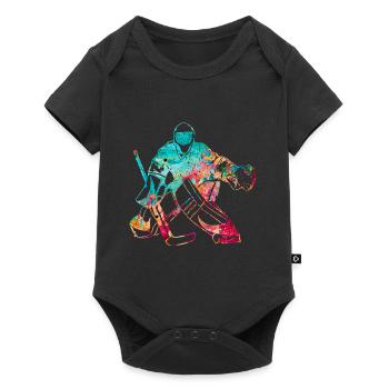 Cool ice hockey goalkeeper - Baby Premium short-sleeve bodysuit - black - Front