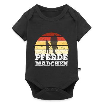 Pferde Mädchen Western Halter Pferd Reiten - Baby Premium Kurzarmbody - Schwarz - Vorne
