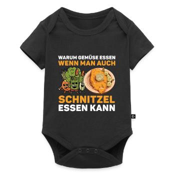 Schnitzel Warum Gemüse essen? - Baby Premium Kurzarmbody - Schwarz - Vorne
