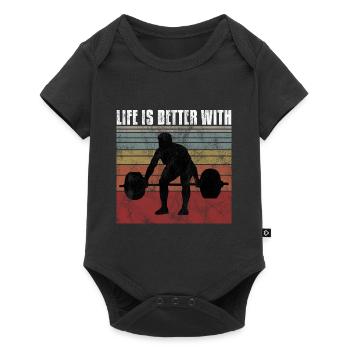 life is better with bodybuilding GYM Bodybuilder - Baby Premium short-sleeve bodysuit - black - Front