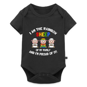 Ich bin das Regenbogenschaf meiner Familie und ich - Baby Premium Kurzarmbody - Schwarz - Vorne