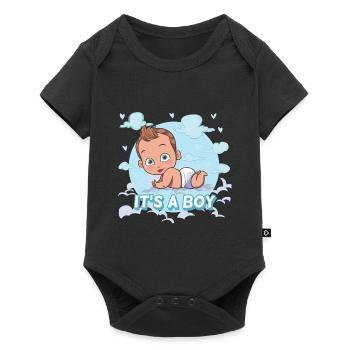 Es ist ein Junge - Baby Premium Kurzarmbody - Schwarz - Vorne