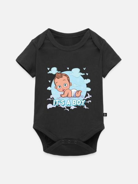 Es ist ein Junge - Baby Premium Kurzarmbody - Schwarz