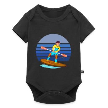 Paddleboarding Blue Retro - Baby Premium short-sleeve bodysuit - black - Front
