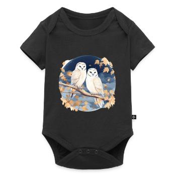Schleiereule Eulen für einen Eulen Fan - Baby Premium Kurzarmbody - Schwarz - Vorne