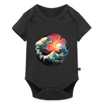 Meer Wellen Wolf Brandung Gischt Ufer Küste - Baby Premium Kurzarmbody - Schwarz - Vorne