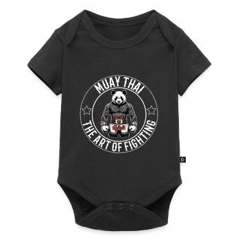 Muay Thai panda - Kampfkunst panda Thai Boxen - Baby Premium Kurzarmbody - Schwarz - Vorne