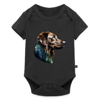 Golden Retriever - Baby Premium Kurzarmbody - Schwarz - Vorne