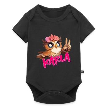 KARLA - Beautiful girl name with cute OWL - Baby Premium short-sleeve bodysuit - black - Front