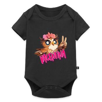 VALENTINA - Beau nom de fille avec un hibou mignon - Body à manches courtes Premium Bébé - noir - Devant