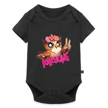 KAROLINE - Beau prénom de fille avec un joli hibou - Body à manches courtes Premium Bébé - noir - Devant