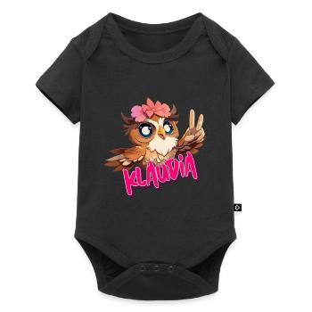 KLAUDIA - Beau nom de fille avec un hibou mignon - Body à manches courtes Premium Bébé - noir - Devant