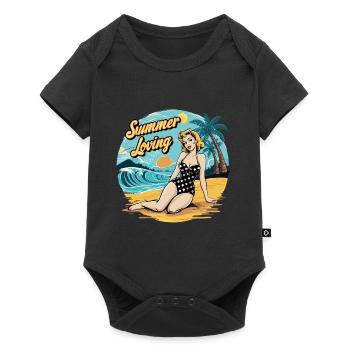 Retro Summer Loving Beach Vibes für einen - Baby Premium Kurzarmbody - Schwarz - Vorne