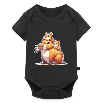 Capybara Maman Fils Fille Enfants - Body à manches courtes Premium Bébé - noir - Devant