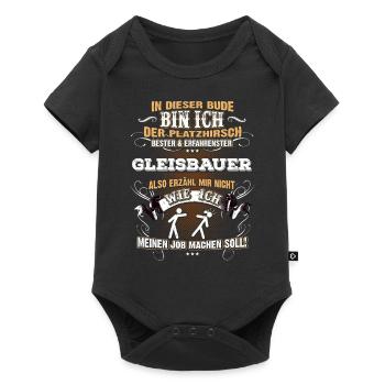 Edles Berufe-Shirt für den Gleisbauer - Baby Premium Kurzarmbody - Schwarz - Vorne