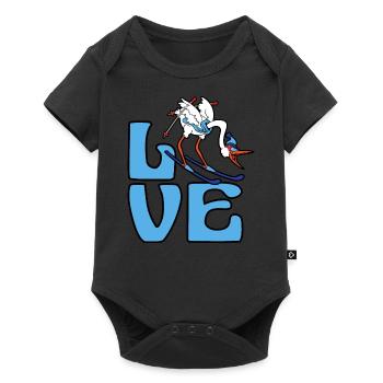 Skieur cigogne ski sport d'hiver neige - Body à manches courtes Premium Bébé - noir - Devant