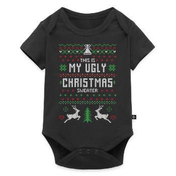 This my Ugly Christmas Sweater Christmas reindeer - Baby Premium short-sleeve bodysuit - black - Front